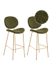 Beliani 2-tlg Barhocker LUANA in Grün/Braun