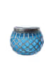 MARELIDA LED Solar Windlicht Mosaik Solarglas H: 9cm in blau