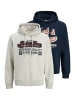 Jack & Jones Sweatshirt / Hoodie Logo in Dunkelblau / hellgrau