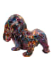 Mauro Ferretti Mehrfarbige, dackelförmige Kunstharzskulptur, 20 x 14 x 16,5 cm