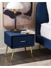 Beliani Nachttisch FLAYAT in Blau/Gold - (W) 46 x (H) 49 x (L) 38 cm