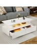 ABRIHOME Weißer LED-Couchtisch mit Stauraum,(B)100x(H)42x(T)50 cm