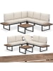 tectake Aluminium-Outdoor-Lounge, dicke Polster mit abnehmbaren Bezügen