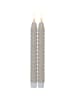 STAR Trading LED Stabkerzen ,Flamme Swirl' aus Echtwachs, 2er-Set, grau-braun