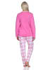NORMANN Damen Schlafanzug langarm in tollen Farben mit Karo-Muster - 86318 in pink