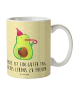 Mr. & Mrs. Panda Kindertasse Avocado Feier mit Spruch in Gelb Pastell