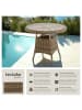 tectake Aluminium Rattan Balkontisch mit Glasplatte, pflegeleicht, 91x73,5cm