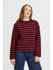 Pulz Langarm-Shirt PZSAHANA Regular fit in Navy Burned Red Striped