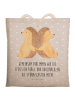 Mr. & Mrs. Panda Strandtasche Igel händchenhaltend mit Spruch in Grau Pastell