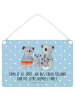 Mr. & Mrs. Panda Deko Schild Koala Familie mit Spruch in Blau Pastell