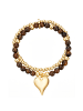 Lulu & Jane Armband Herz aus Metall-Legierung mit Naturstein in gelbgold