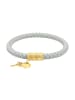 JOOP! Armband Edelstahl, IP gold, Leder in grau