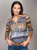Heine Langarmshirt in marine-camel-bedruckt