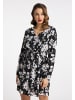 faina Damen Midikleid Mit Blumenprint in Schwarz Weiss