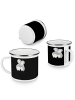 Mr. & Mrs. Panda Camping Emaille Tasse StandeMenschtliche Trauung V... in Schwarz