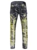 Rusty Neal Jeans Hose "MORI" Slim Fit (THE FINAL BOSS) in Black Used Yellow Washed