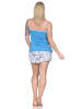NORMANN Ärmellose Spaghetti Träger Shorty Pyjama floralem print in blau