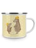 Mr. & Mrs. Panda Camping Emaille Tasse Bären mit Hut ohne Spruch in Gelb Pastell