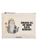 Mr. & Mrs. Panda Schminktasche Katze König mit Spruch in Weiß