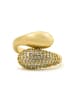 Luxenter ring in polished metal and zirconia alloy, finished in 18-K yellow gold - Hadar