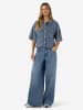 Noisy may Halbarm Jeanshemd Kentkragen Knopfleiste in Blau-3