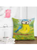 Mr. & Mrs. Panda 40x40 Kissen Vogel Blaumeise Design ohne Spruch in Weiß