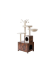 relaxdays Kratzbaum in Dunkelbraun/ Weiß - (B)60 x (H)150 x (T)49 cm