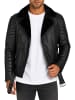 Reichstadt Herren Slim Fit Kunstlederjacke  in Black - Black Zipper