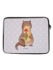 Mr. & Mrs. Panda Laptop Sleeve Otter Blumenstrauß ohne Spruch in Grau Pastell