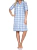 NORMANN Kurzarm Nachthemd Jersey kariert Übergrößen in blau