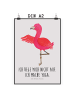 Mr. & Mrs. Panda Bild Flamingo Yoga mit Spruch in Grau Pastell