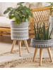 Beliani Outdoor Blumentopf NAUSA in Grau/Weiß/Braun - (W) 30 x (H) 55 x (L) 30 cm