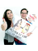 Mr. & Mrs. Panda Sofakissen Pinguin Heirat mit Spruch in Weiß