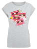 F4NT4STIC Extended Shoulder T-Shirt Weihnachten Retro Song Tapes Pink in grau meliert