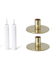 Novaliv Novaliv 2er-Set Kerzenhalter Metall rund Gold 10x5cm mit LED-Stabkerze in Gold