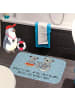 Mr. & Mrs. Panda Badezimmerteppich Koala Familie mit Spruch in Blau Pastell