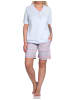 NORMANN kurzarm Schlafanzug Shorty Pyjama Ethnolook in hellblau
