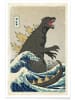 Juniqe Poster "The Great Godzilla off Kanagawa" in Blau & Gelb