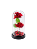 Wisam® Ewige 2 Rosen Glaskuppel LED Rot 21 cm Geschenk