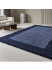 KADIMA DESIGN Teppich Hochflor Shaggy Waschbar Bordüre RHEIN Strapazierfähig in Marineblau
