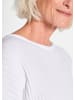 GOLDNER Kurzgröße:  Baumwollmix mit Fledermausärmeln und Rippstruktur in weiß