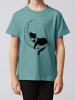 wat? Apparel T-Shirt Katze auf dem Mond in Teal Monstera