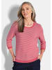 GOLDNER Kurzgröße:  Halbarm Ringelpullover aus Baumwolle in koralle / gemustert