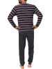 NORMANN Frottee Pyjama langarm Schlafanzug Bündchen Streifen - 76636 in anthrazit