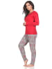 NORMANN Schlafanzug Pyjama langarm Ethnolook - 88781 in rot