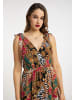 faina Damen Maxikleid Mit Allover-Print in Rot Mehrfarbig