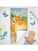 Mr. & Mrs. Panda Saunahandtuch Corgi Po Design mit Spruch in Grau Pastell