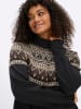 sheego Langarm-Pullover in schwarz-beige-gemustert