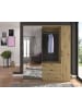 Inn.Furn Garderobenschrank Eiche 61 cm, Flurschrank mit 4 Spiegeltüren