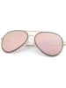 styleBREAKER Piloten Sonnenbrille in Gold / Pink verspiegelt